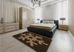 Patterned Sienna Brown Rug in a Bedroom, pat3325org