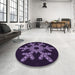 Round Patterned Purple Violet Purple Rug in a Office, pat3325pur