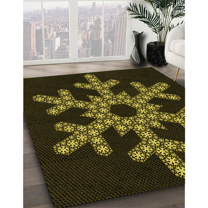 Patterned Black Rug in Family Room, pat3325yw