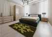 Patterned Black Rug in a Bedroom, pat3325yw