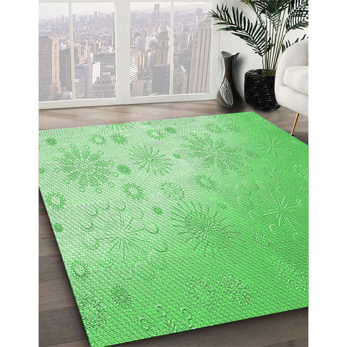 Patterned Green Rug in Family Room, pat3326grn