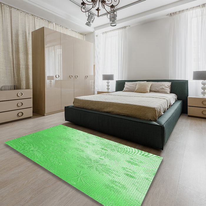 Patterned Green Rug in a Bedroom, pat3326grn