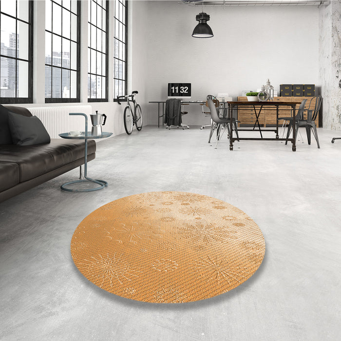 Round Patterned Orange Rug in a Office, pat3326org