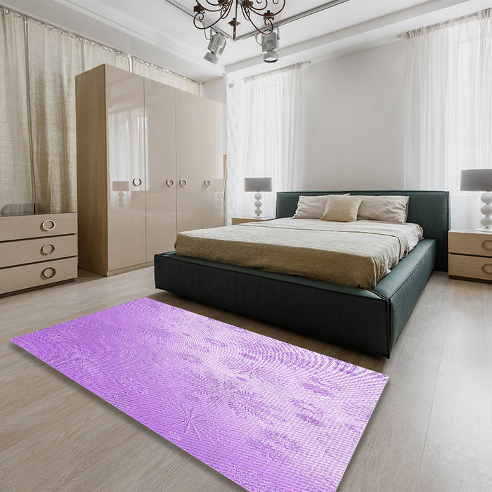 Patterned Purple Rug in a Bedroom, pat3326pur