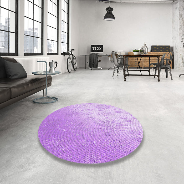 Round Patterned Purple Rug in a Office, pat3326pur