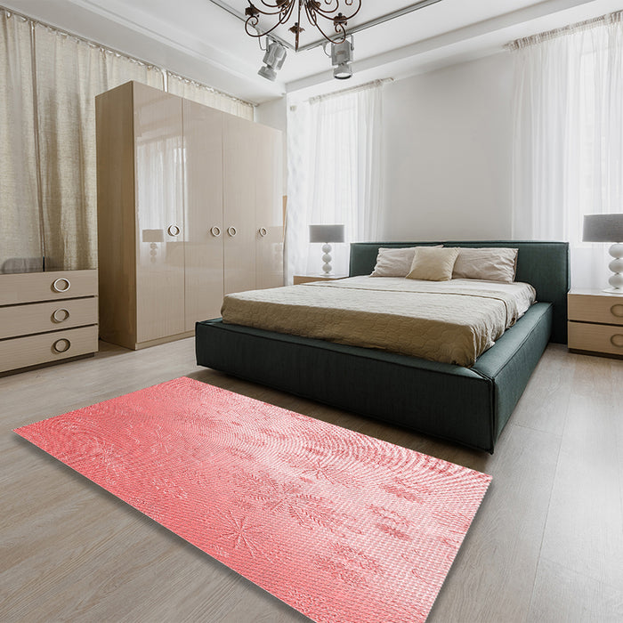 Patterned Baby Pink Rug in a Bedroom, pat3326rd