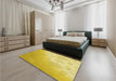 Patterned Bold Yellow Rug in a Bedroom, pat3326yw