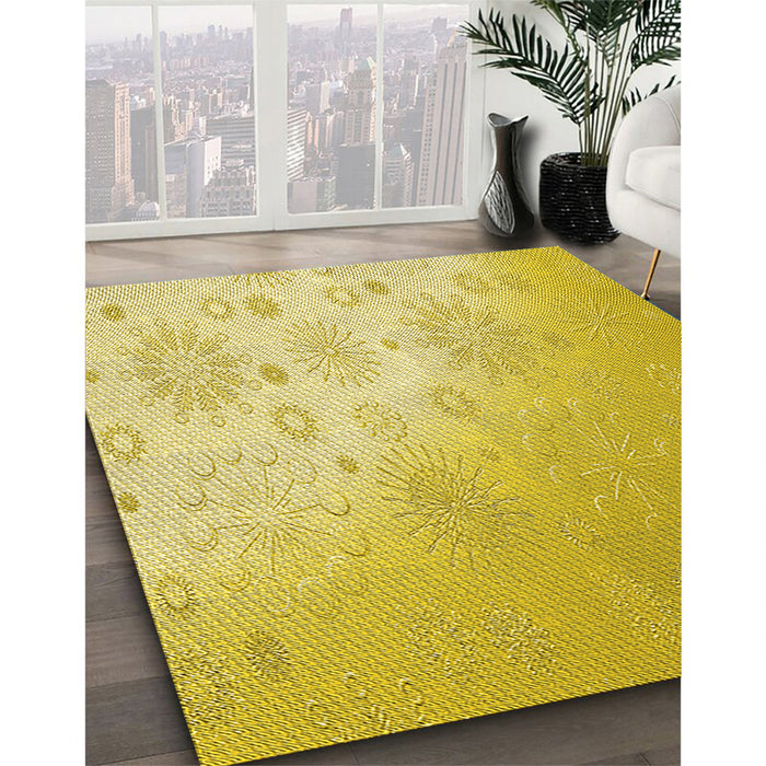 Machine Washable Transitional Bold Yellow Rug in a Family Room, wshpat3326yw