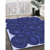 Patterned Denim Dark Blue Rug, pat3328blu