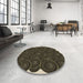 Round Patterned Midnight Gray Rug in a Office, pat3328brn