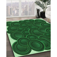 Patterned Deep Emerald Green Rug, pat3328grn