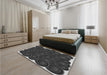 Patterned Charcoal Black Rug in a Bedroom, pat3328gry