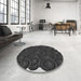 Round Patterned Charcoal Black Rug in a Office, pat3328gry