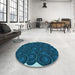 Round Patterned Blue Ivy Blue Rug in a Office, pat3328lblu