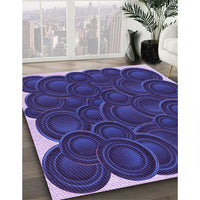 Patterned Denim Dark Blue Rug, pat3328pur