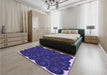 Patterned Denim Dark Blue Rug in a Bedroom, pat3328pur