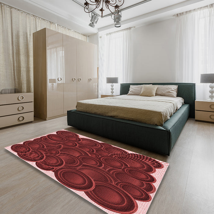 Patterned Red Rug in a Bedroom, pat3328rd