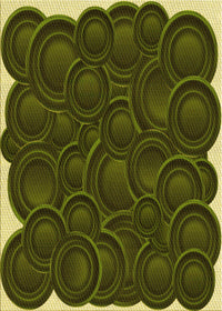 Machine Washable Transitional Dark Yellow Green Rug, wshpat3328yw