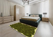 Patterned Dark Yellow Green Rug in a Bedroom, pat3328yw