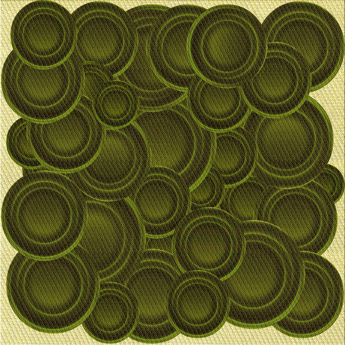 Round Patterned Dark Yellow Green Rug, pat3328yw