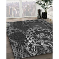 Patterned Charcoal Black Rug, pat3329gry