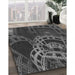 Patterned Charcoal Black Rug in Family Room, pat3329gry