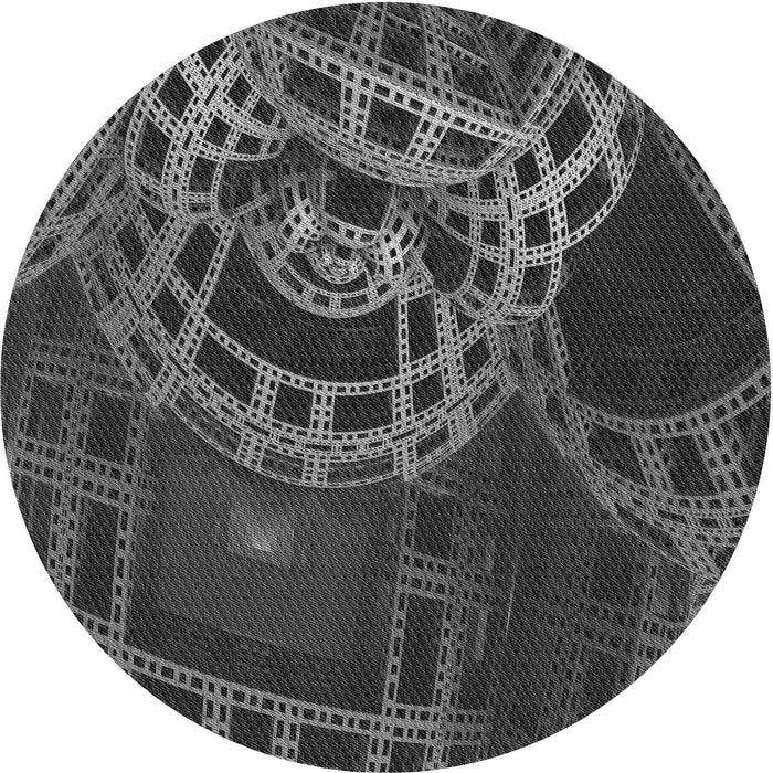 Square Patterned Charcoal Black Rug, pat3329gry