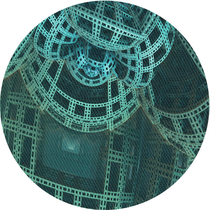 Square Patterned Deep Teal Green Rug, pat3329lblu