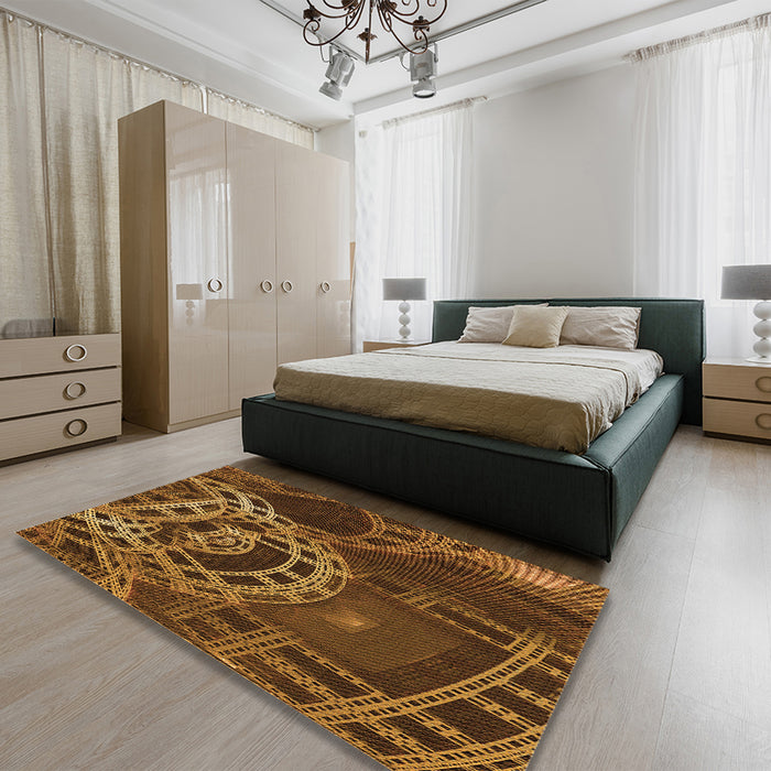 Patterned Red Rug in a Bedroom, pat3329org