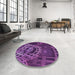 Round Patterned Purple Rug in a Office, pat3329pur