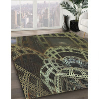 Patterned Khaki Green Novelty Rug, pat3329