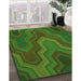 Machine Washable Transitional Dark Lime Green Rug in a Family Room, wshpat333grn