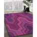 Machine Washable Transitional Magenta Pink Rug in a Family Room, wshpat333pur