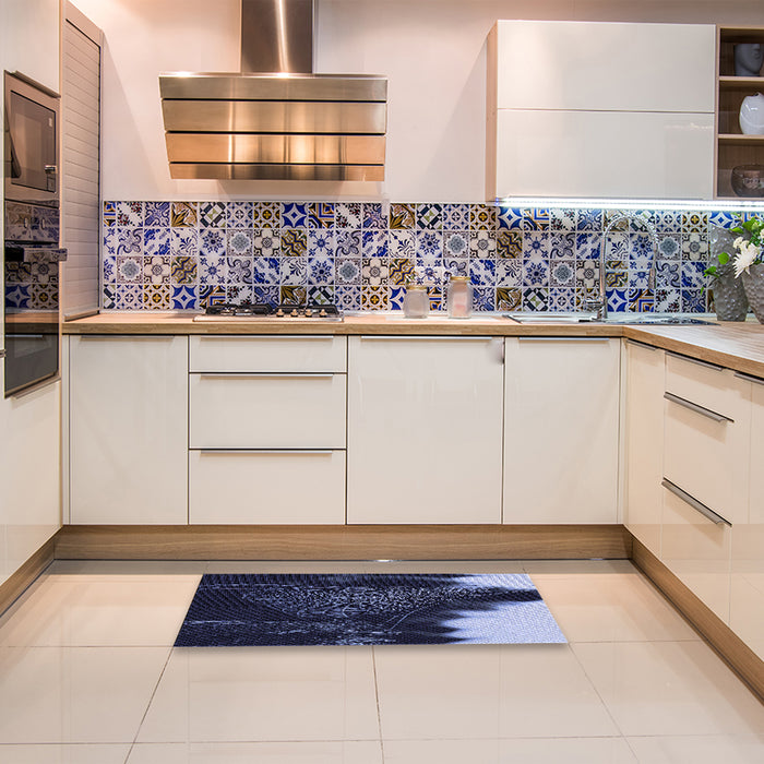 Patterned Periwinkle Purple Rug in a Kitchen, pat3330blu
