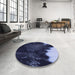 Round Patterned Periwinkle Purple Rug in a Office, pat3330blu