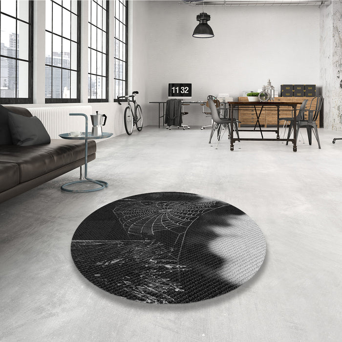 Round Patterned Gray Rug in a Office, pat3330gry