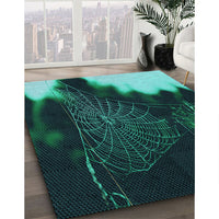 Patterned Deep Teal Green Rug, pat3330lblu