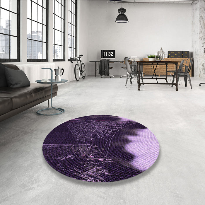 Round Patterned Lilac Purple Rug in a Office, pat3330pur