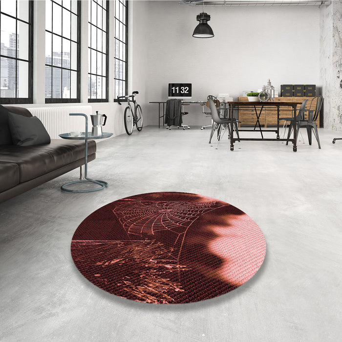 Round Patterned Chocolate Brown Rug in a Office, pat3330rd