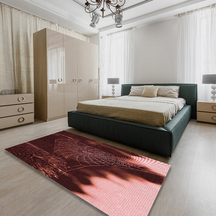 Patterned Chocolate Brown Rug in a Bedroom, pat3330rd