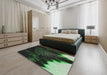 Patterned Forest Green Novelty Rug in a Bedroom, pat3330