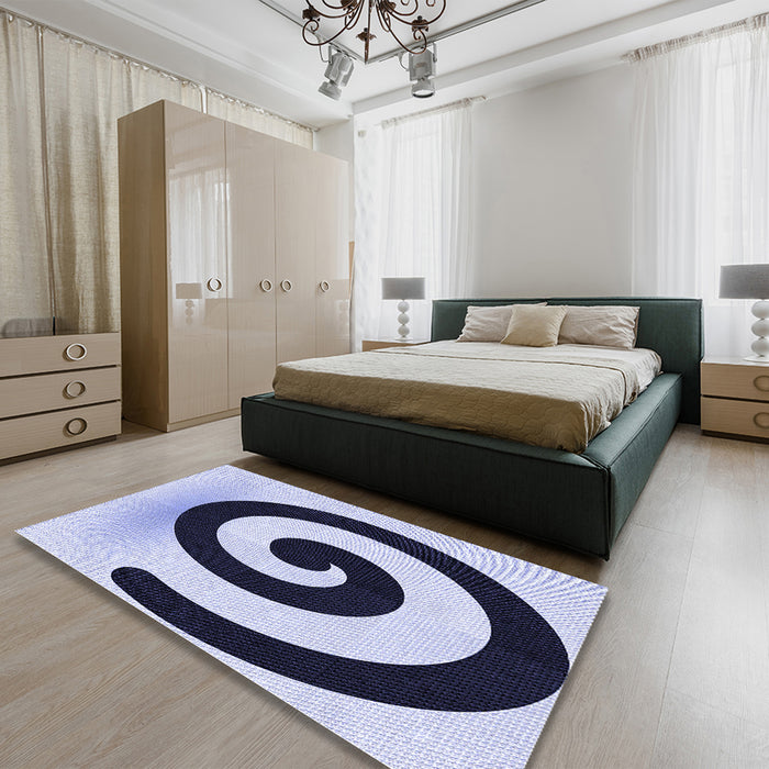 Patterned Blue Rug in a Bedroom, pat3331blu