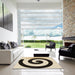 Square Patterned Golden Blonde Gold Rug in a Living Room, pat3331brn