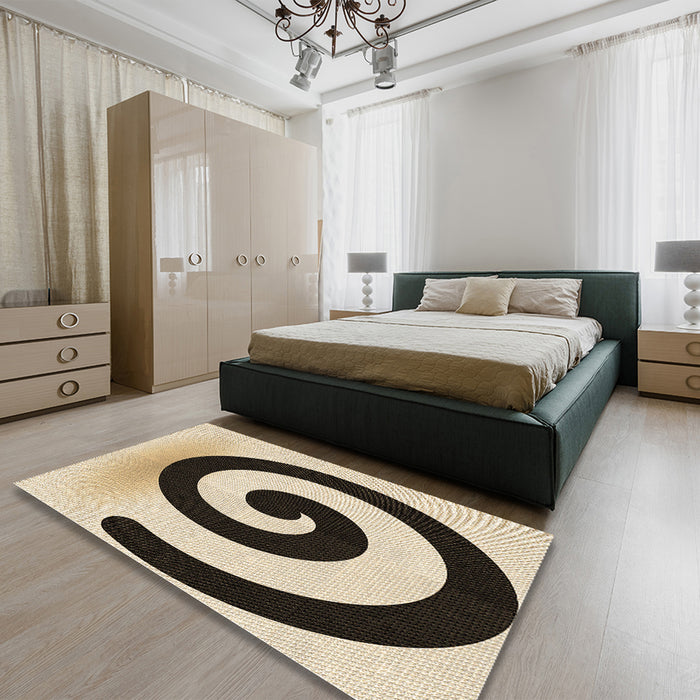 Patterned Golden Blonde Gold Rug in a Bedroom, pat3331brn
