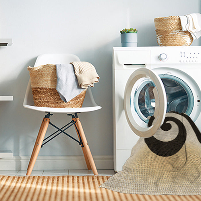 Machine Washable Transitional Golden Blonde Gold Rug in a Washing Machine, wshpat3331brn