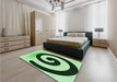 Round Machine Washable Transitional Light Green Rug in a Office, wshpat3331grn