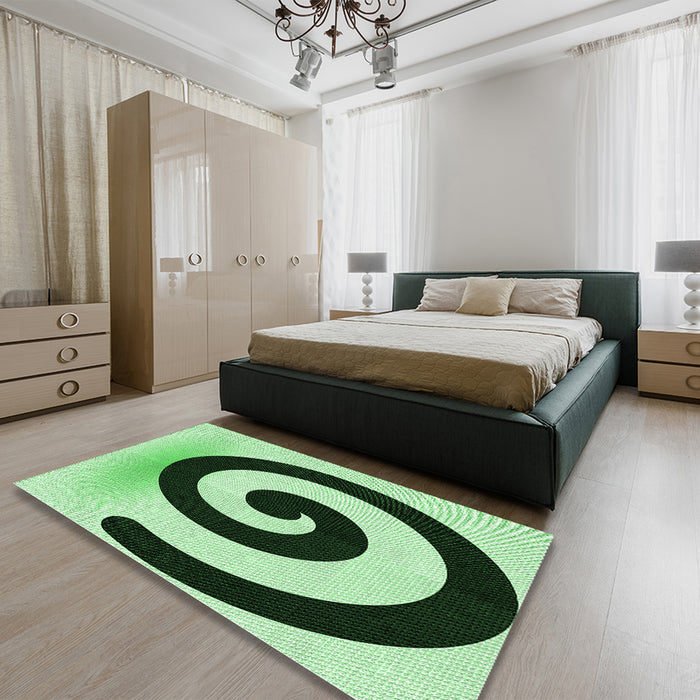 Patterned Light Green Rug in a Bedroom, pat3331grn