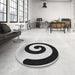 Round Patterned Gray Rug in a Office, pat3331gry