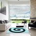 Machine Washable Transitional Blue Rug in a Kitchen, wshpat3331lblu