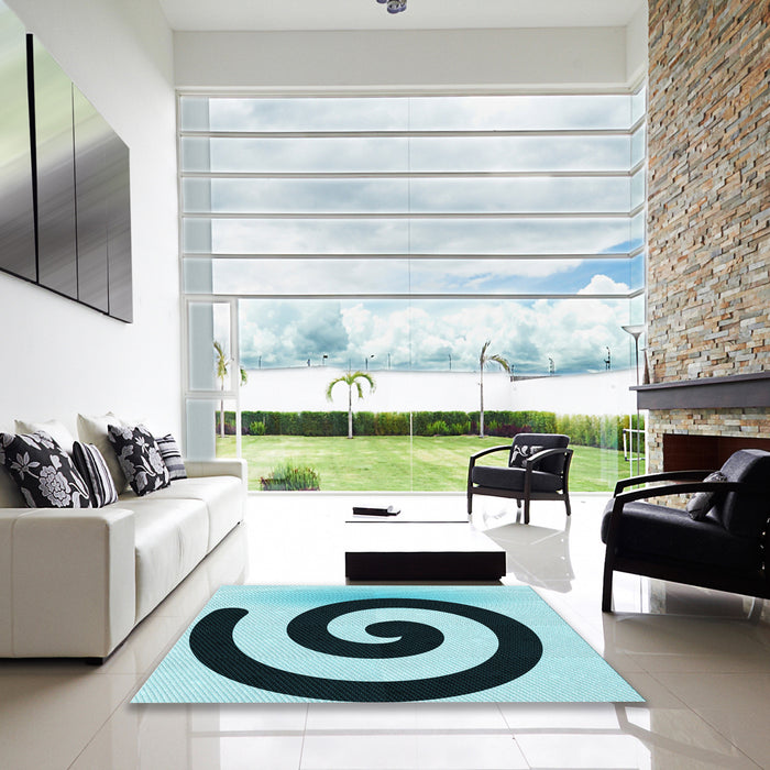 Square Patterned Blue Rug in a Living Room, pat3331lblu